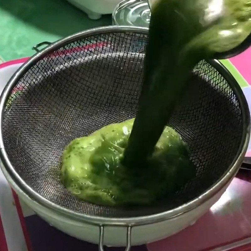 Step 3 Strain pandan water Pandan taro milk