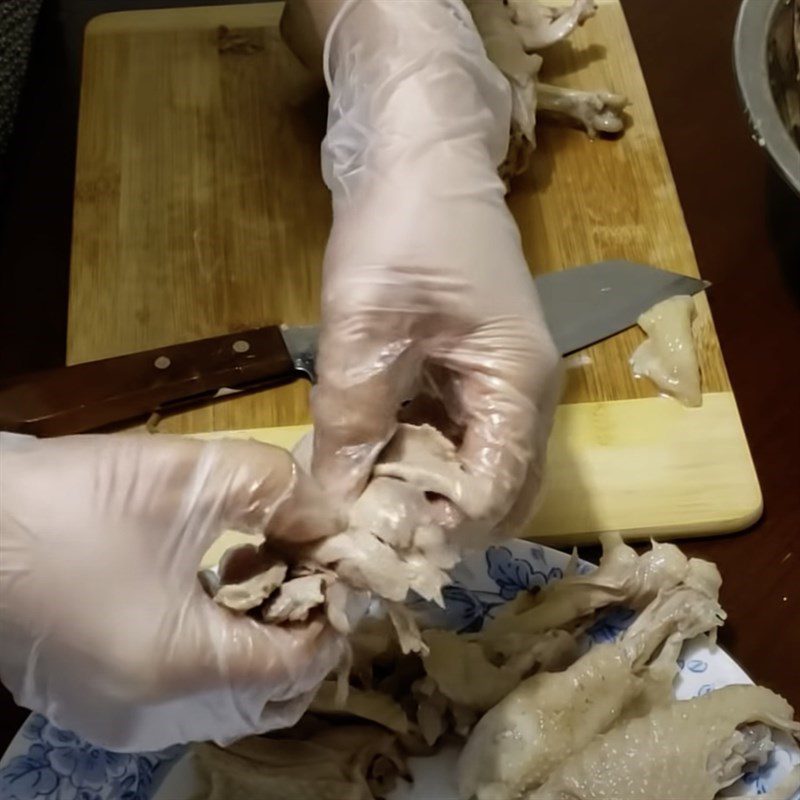 Step 5 Straining chicken for mixed chicken noodle soup