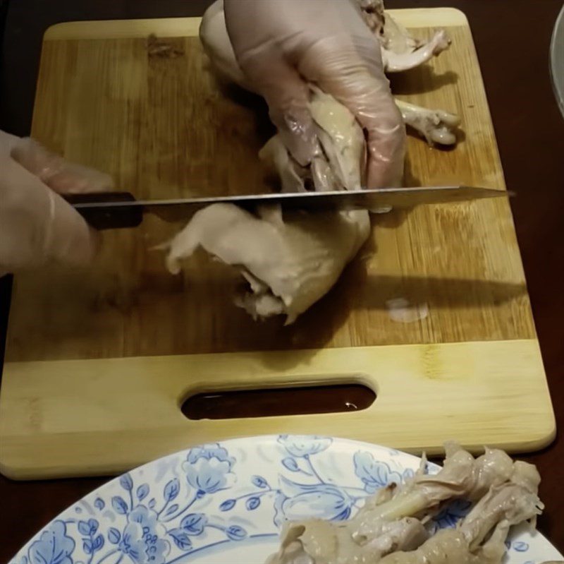 Step 5 Straining chicken for mixed chicken noodle soup