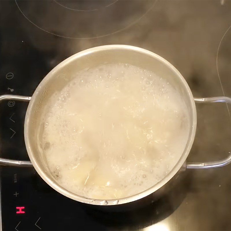 Step 2 Boil taro Taro banana dessert with tapioca pearls