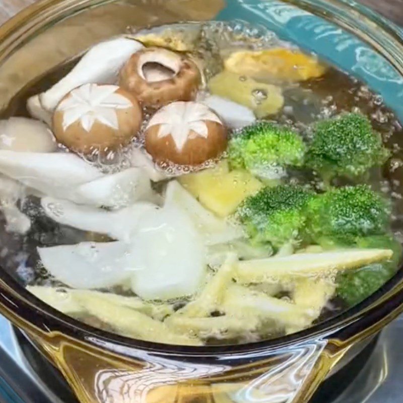 Step 2 Boil vegetables and fry soft tofu Grilled tofu in foil using the oven (Recipe shared by Tiktok Vegetarian Kitchen XANH)