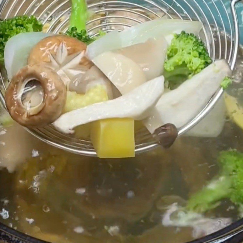 Step 2 Boil vegetables and fry soft tofu Grilled tofu in foil using the oven (Recipe shared by Tiktok Vegetarian Kitchen XANH)