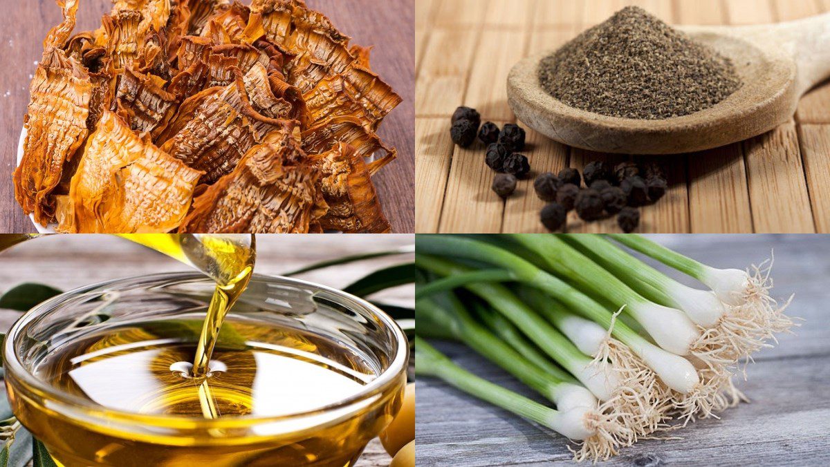 Ingredients for stir-fried dried bamboo shoots