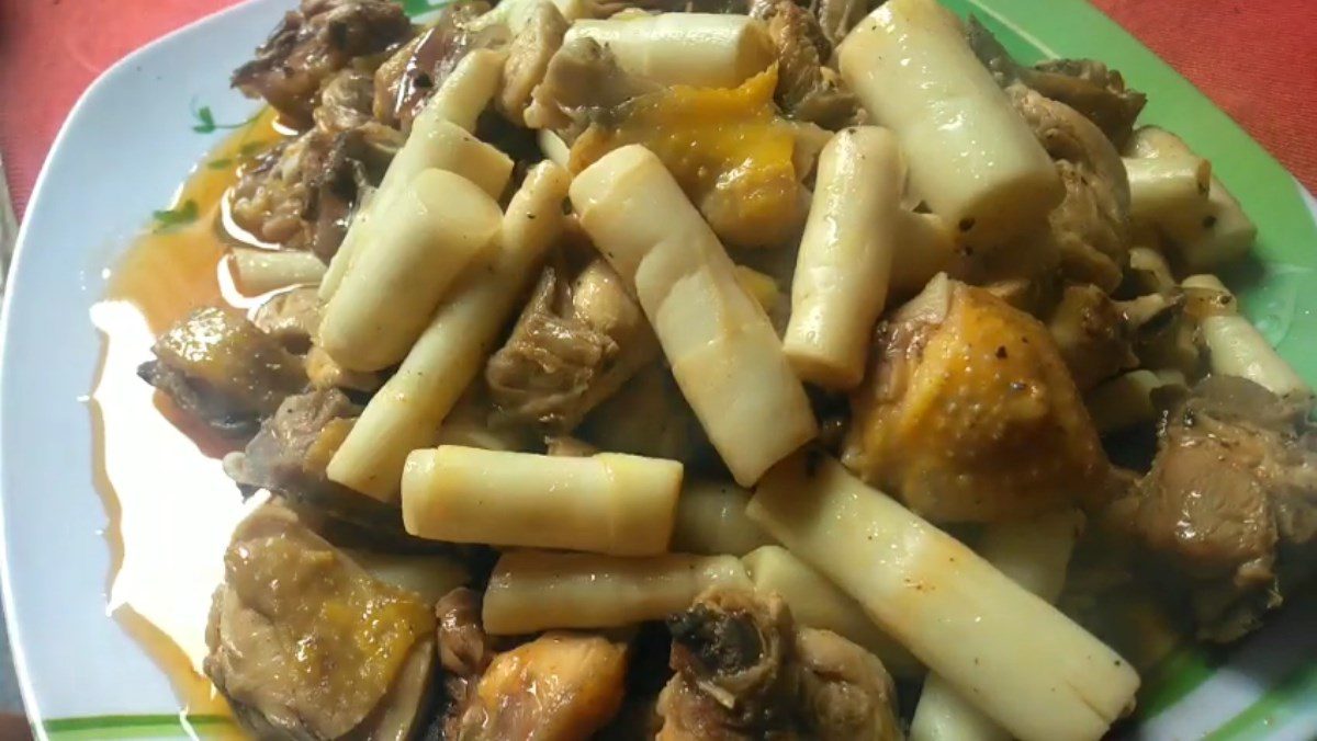 Stir-fried bamboo shoots with chicken