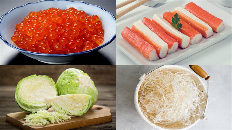 Ingredients for salmon roe salad