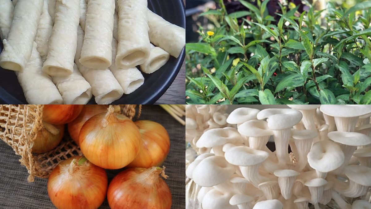 Ingredients for the vegetarian rice noodle salad