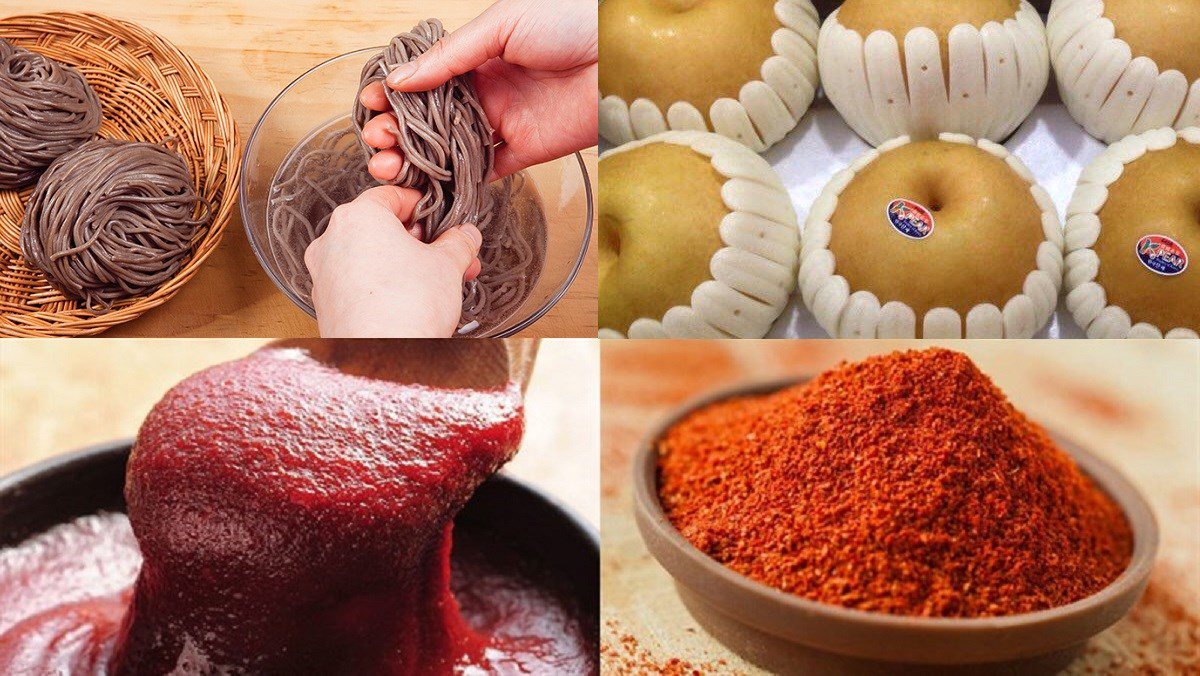 Ingredients for Korean cold noodle dish