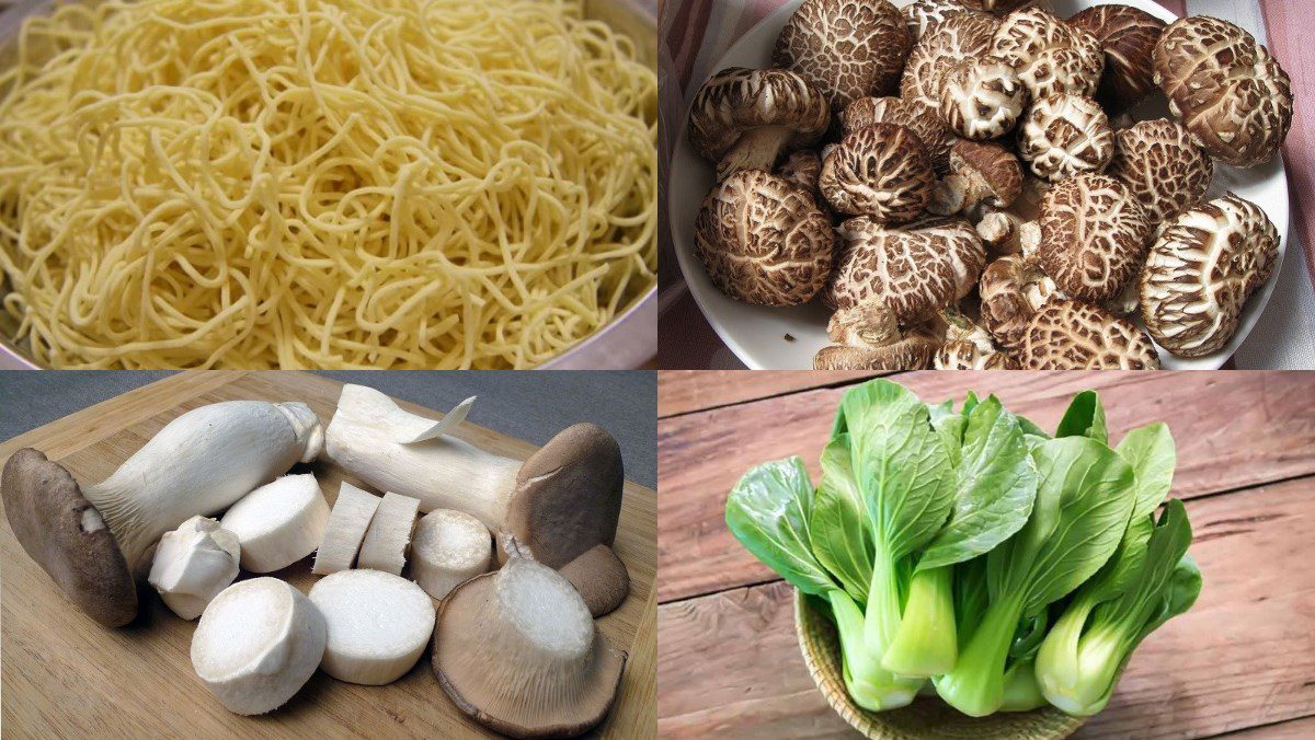 Ingredients for vegetarian fried noodles