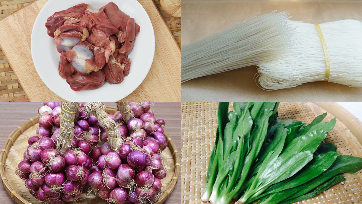 Ingredients for the dish stir-fried vermicelli with chicken intestines