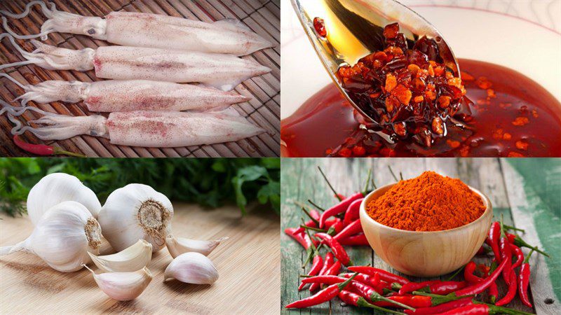Ingredients for grilled satay squid
