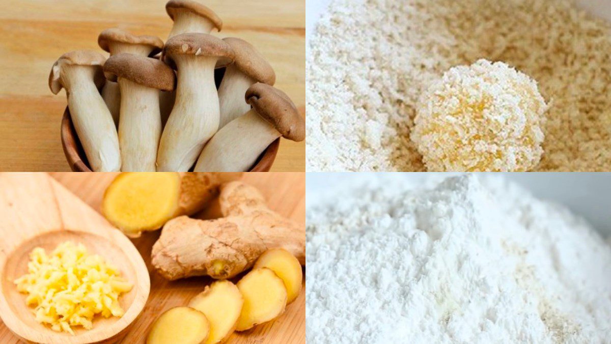 Ingredients for crispy chicken mushroom dish