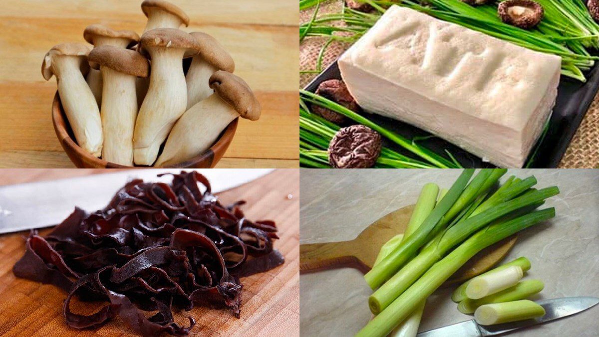 Ingredients for stir-fried king oyster mushroom dish