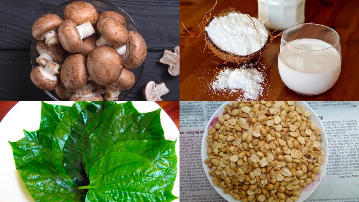 Ingredients for stir-fried oyster mushroom dish