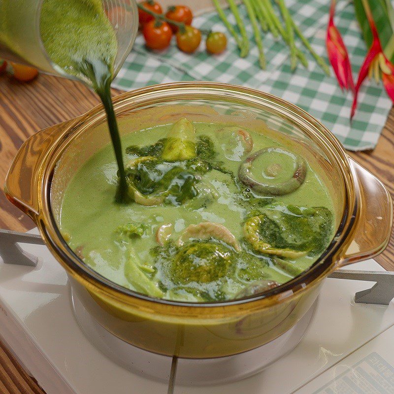 Step 4 Cook green vegetarian curry Green vegetarian curry