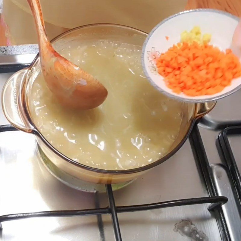 Step 4 Cook porridge Abalone carrot porridge for baby