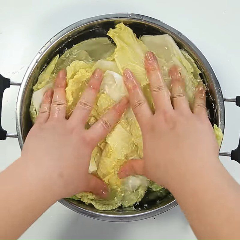 Step 1 Soak napa cabbage Pickled napa cabbage