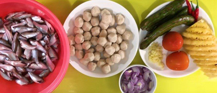 Ingredients for fish hotpot dish