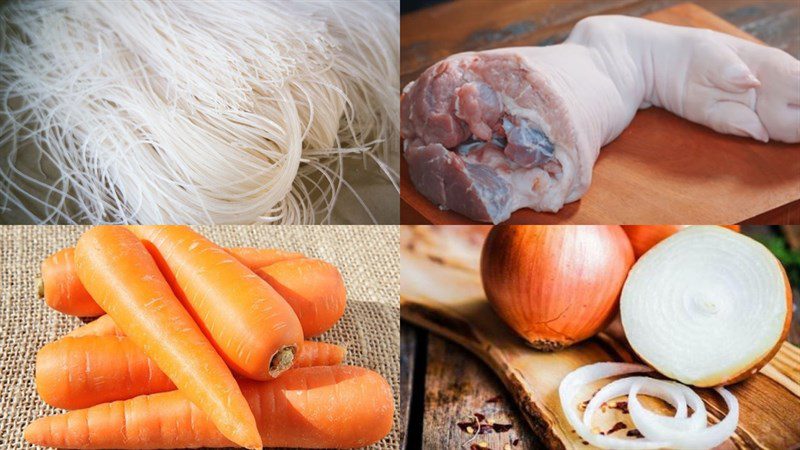 Ingredients for 3 ways to cook pork hủ tiếu