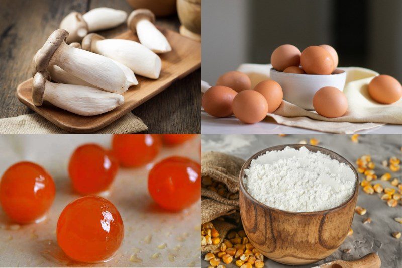 Ingredients for fried mushrooms with passion fruit sauce