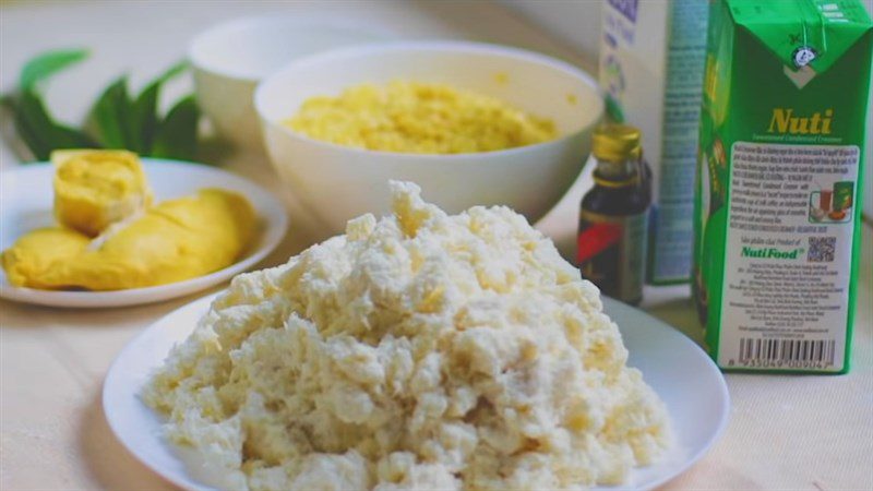 Ingredients for baked cassava cake with durian