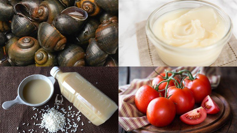 Ingredients for the dish with 2 ways to cook cold and hot snail noodles