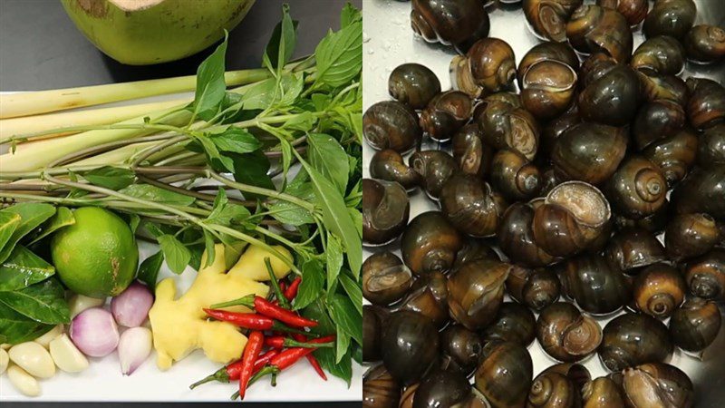 Ingredients for spicy stir-fried snail dish