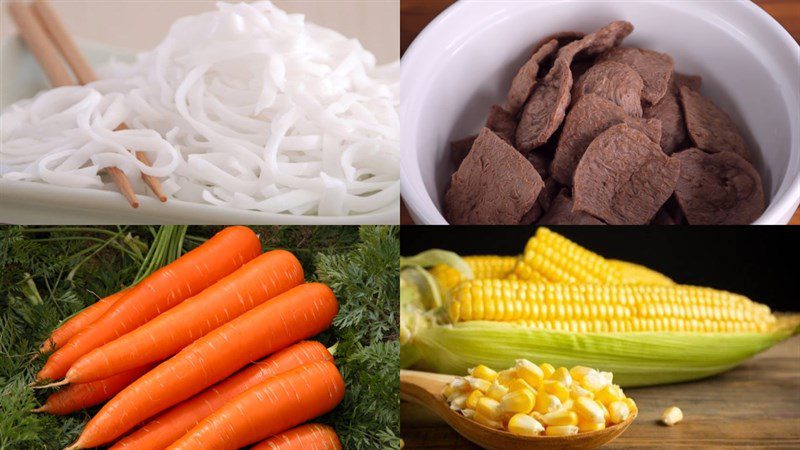 Ingredients for vegetarian pho with sliced beef