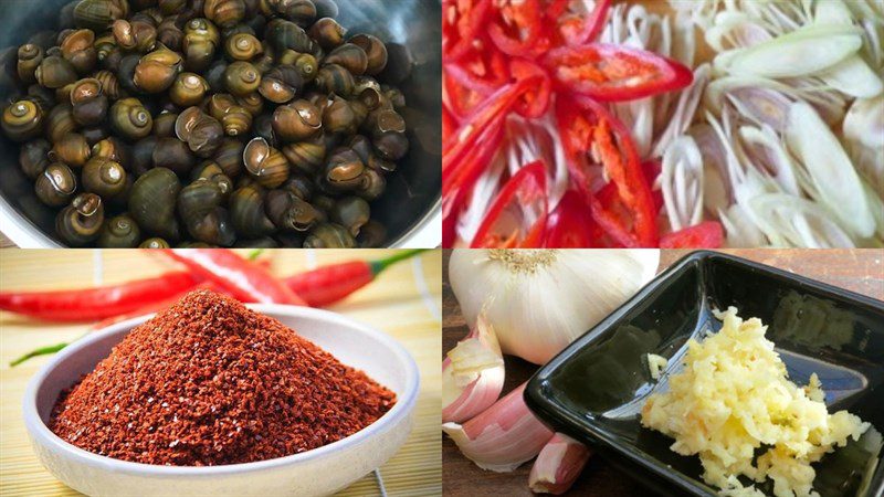 Ingredients for spicy stir-fried snails