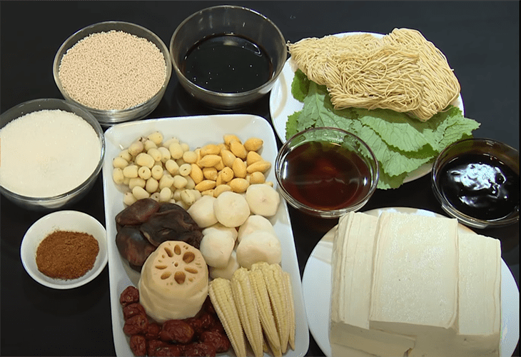 Ingredients for steamed tofu dish