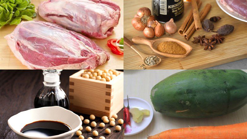 Ingredients for braised pork hocks with soy sauce