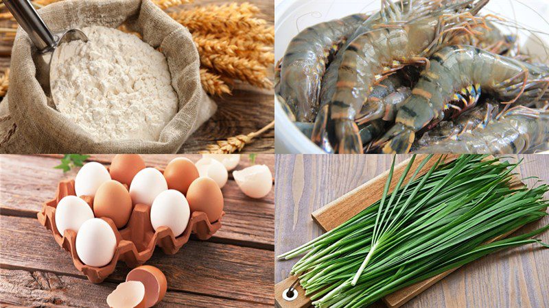 Ingredients for shrimp stuffed rice rolls