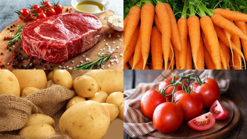 Ingredients for beef stew without wine