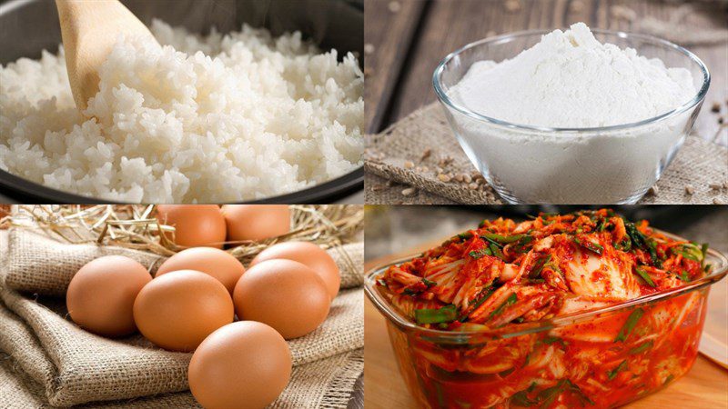 Ingredients for the dish of rice cake tokbokki using leftover rice