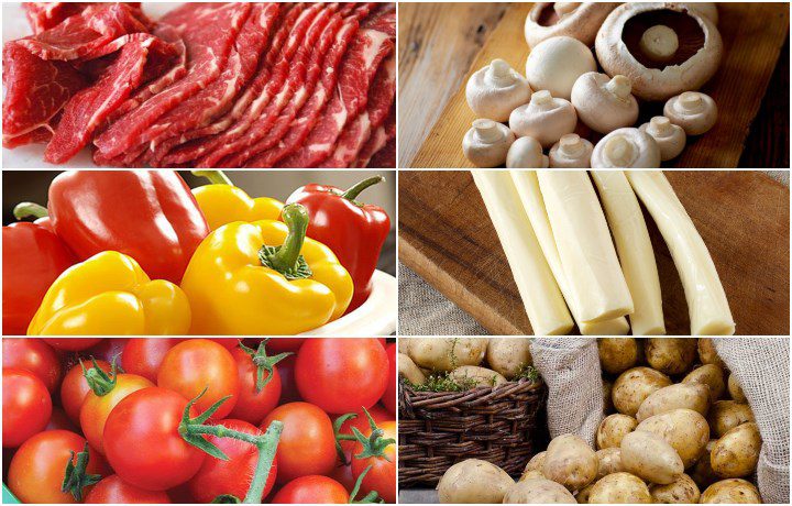 Ingredients for beef rolled with cheese