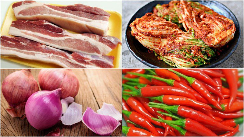 Ingredients for 2 ways to make kimchi braised meat