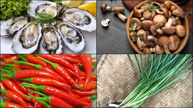 Ingredients for the dish 2 ways to make stir-fried oysters with mushrooms and bean sprouts