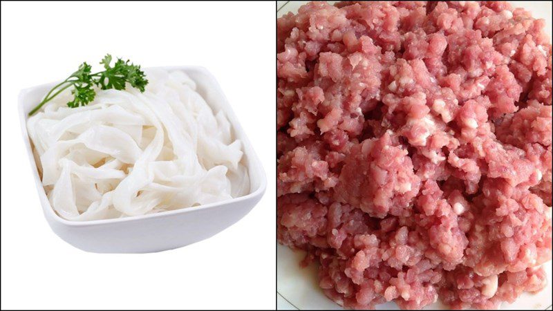 Ingredients for mixed pho with minced meat