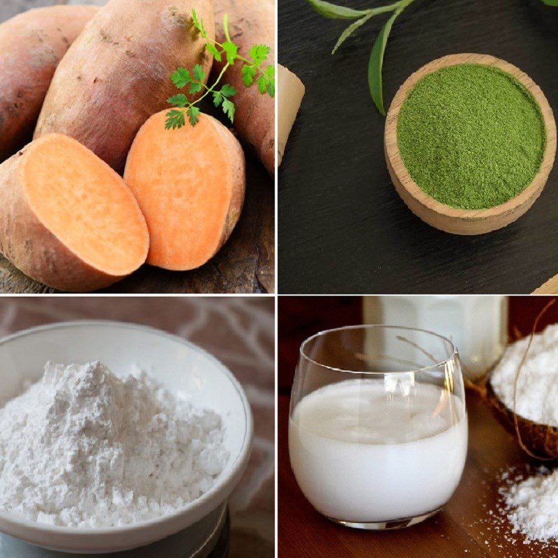 Ingredients for green tea sweet potato dessert
