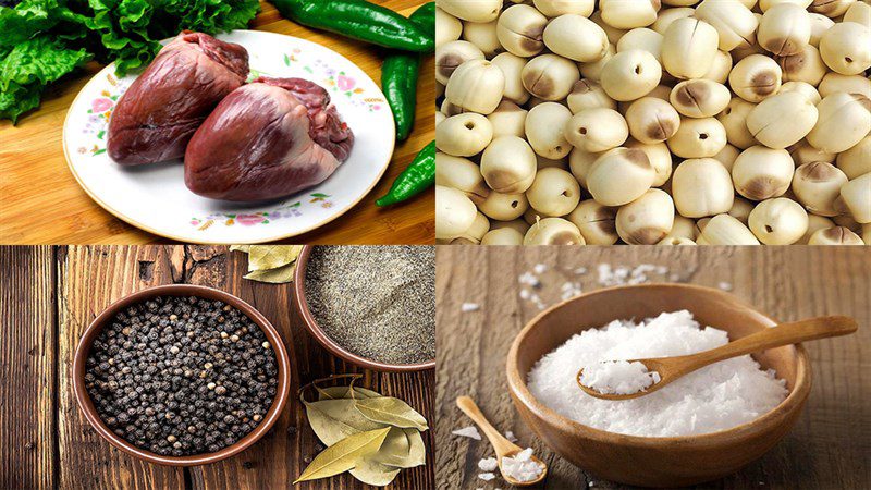 Ingredients for the dish 2 ways to make steamed pig heart