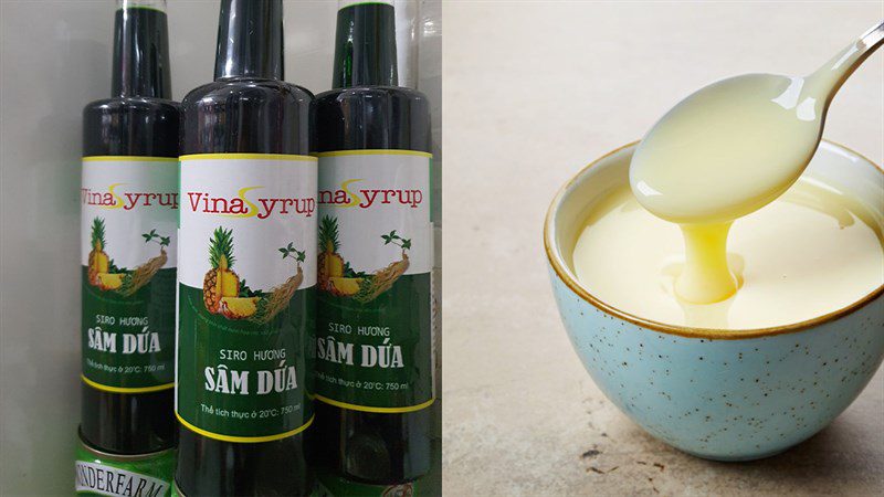Ingredients for the dish 2 ways to mix pineapple ginseng milk