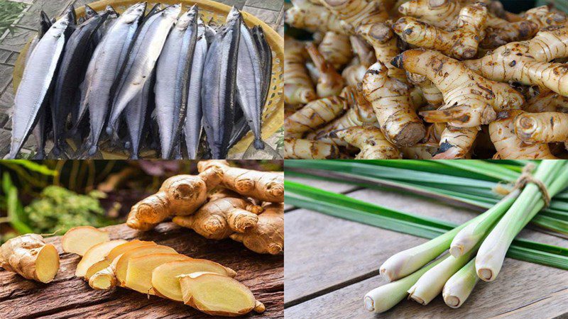 Ingredients for grilled ribbon fish with pepper and ginger