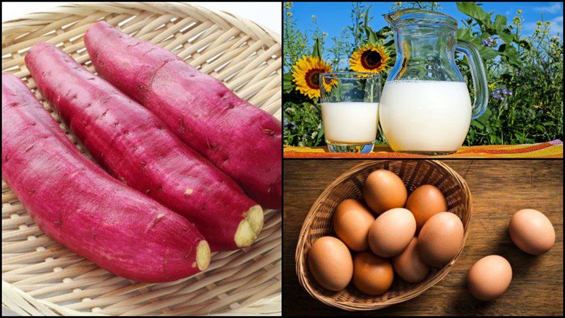 Ingredients for Sweet Potato and Egg Porridge