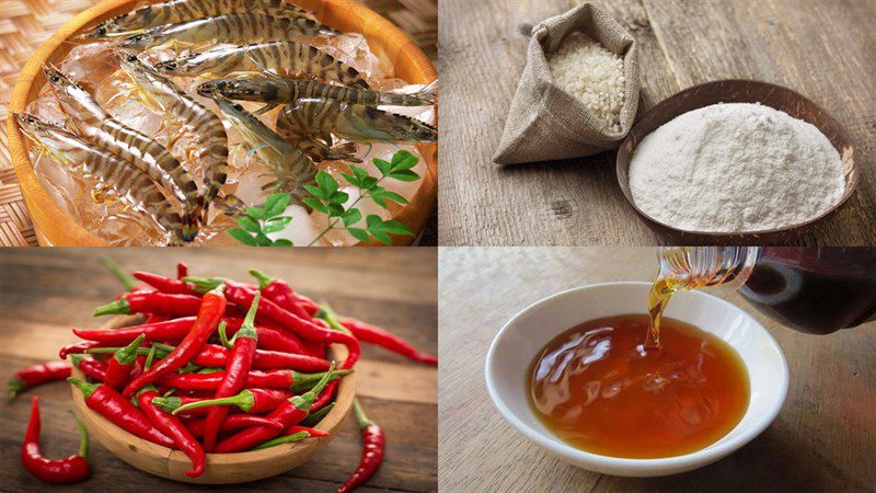Ingredients for making bánh khọt without molds