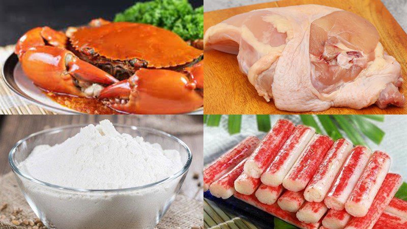 Ingredients for shredded chicken crab soup