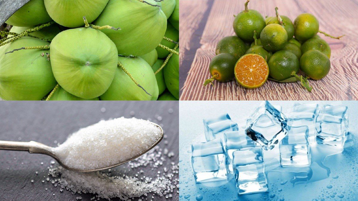 Ingredients for calamondin coconut water, calamondin salted plum coconut water, and calamondin young jackfruit coconut water