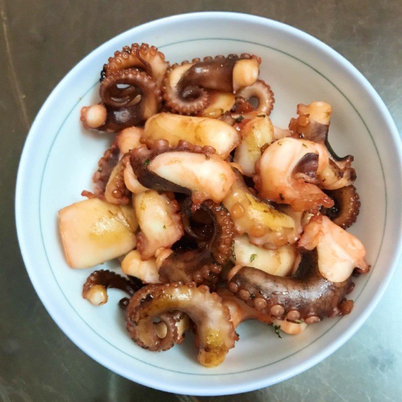 Step 2 Grilling the octopus for Kimchi Octopus Salad