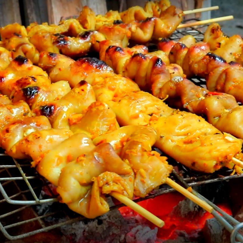 Step 4 Grill the pig's intestines Grilled intestines