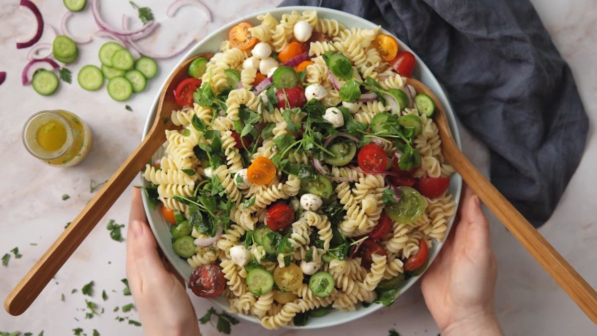 Cucumber and Sprout Pasta Salad