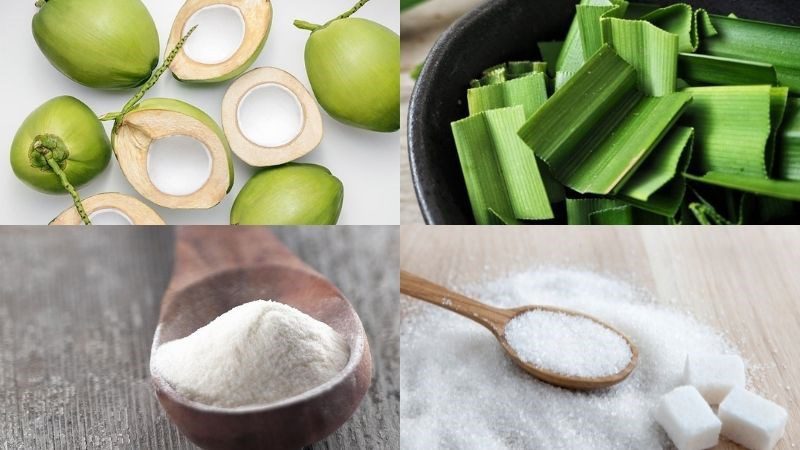 Ingredients for pandan leaf coconut jelly