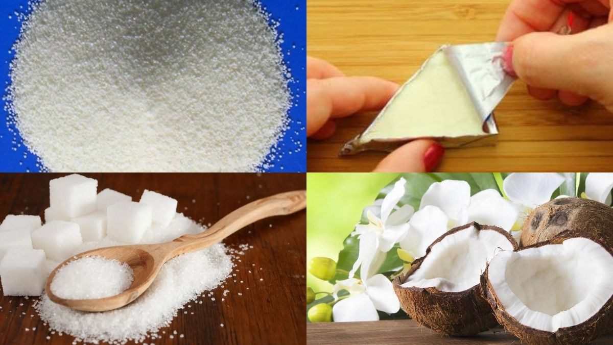 Ingredients for coconut cheese jelly dish